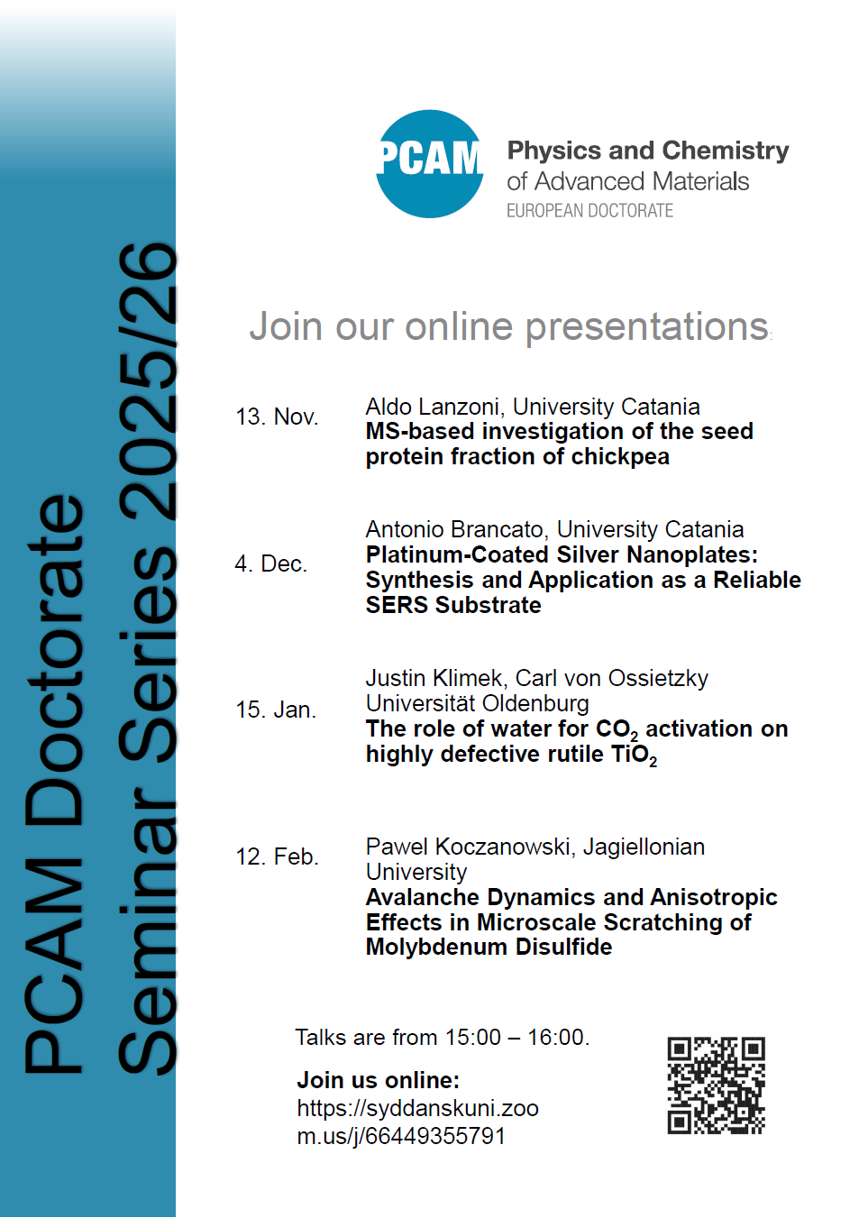 PCAM seminars 2025/26